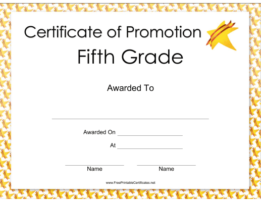 Fifth Grade Promotion Certificate Printable Certificate With Regard To 5Th Grade Graduation Certificate Template