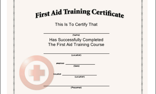 First Aid Training Printable Certificate In Professional Cpr Card Template