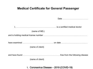 Fit To Fly Health Certificate For Travelers To Thailand Intended For Best Fit To Fly Certificate Template
