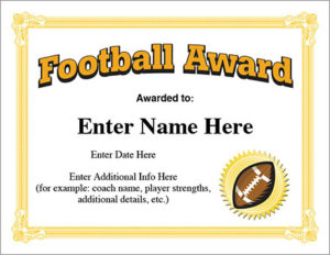 Football Award Certificate Template Recognition With Professional Football Certificate Template