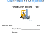 Forklift Safety Training Certificate Of Completion Template In Printable Forklift Certification Template