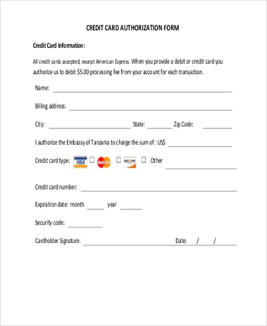 Free 10+ Sample Credit Card Authorization Forms In Ms Word Pertaining To Credit Card Payment Form Template Pdf