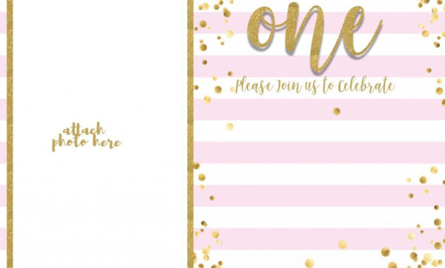Free 1St Birthday Invitation Pink And Gold Glitter Template In Printable First Birthday Invitation Card Template