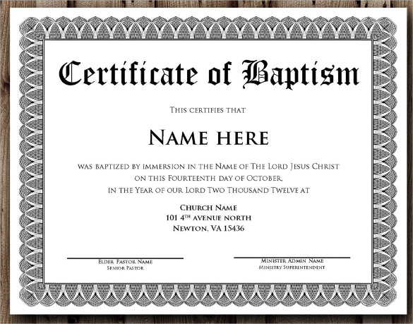 Free 20+ Baptism Certificate Samples In Psd | Pages | Ms With Regard To Free Christian Baptism Certificate Template
