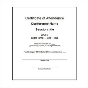 Free 23+ Sample Attendance Certificate Templates In Ai Throughout Certificate Of Attendance Conference Template