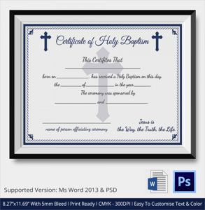 Free 23+ Sample Baptism Certificate Templates In Pdf | Ms For Roman Catholic Baptism Certificate Template