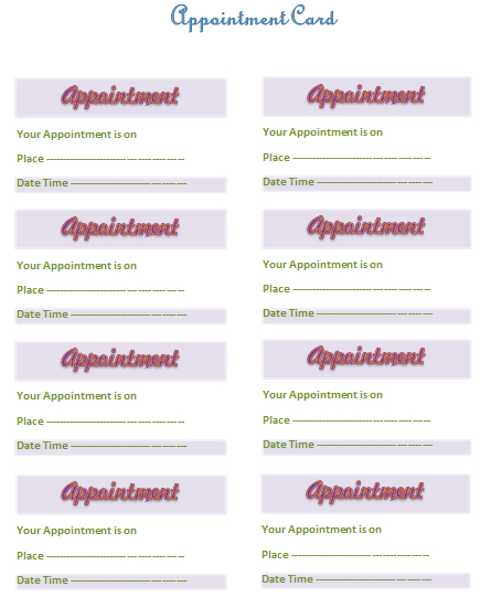 Free Appointment Card Templates (Word | Psd | Ai) Regarding Medical Appointment Card Template Free