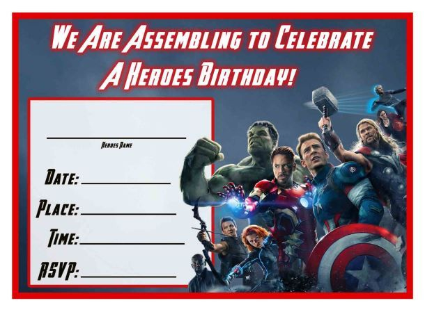 Free Avengers: Age Of Ultron Printable Birthday Invitation For Printable Avengers Birthday Card Template