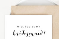Free Black And White Printable Wedding Will You Be My For Will You Be My Bridesmaid Card Template
