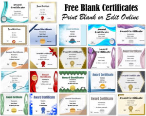 Free Blank Certificate Print Blank Or Customize Online Free Inside Free Free Printable Blank Award Certificate Templates