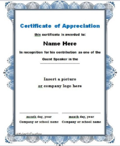 Free Certificate Of Appreciation Template Downloads (5 With Regard To Felicitation Certificate Template