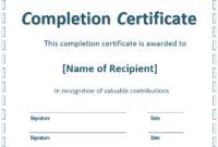 Free Certificate Of Completion Templates (Word | Pdf) In Quality Free Completion Certificate Templates For Word