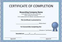 Free Certificate Of Completion Templates (Word | Pdf) Intended For Certificate Of Completion Word Template