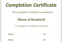 Free Certificate Of Completion Templates (Word | Pdf) Intended For Free Certificate Of Completion Template Word