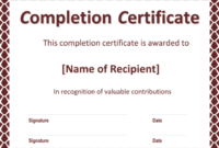 Free Certificate Of Completion Templates (Word | Pdf) Throughout Best Certificate Of Completion Template Word