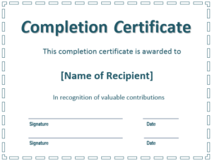 Free Certificate Of Completion Templates (Word | Pdf) Throughout Construction Certificate Of Completion Template