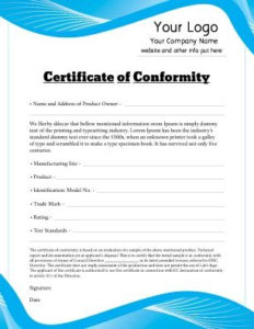 Free Certificate Of Conformity Templates | Free Certificate Inside 11+ Certificate Of Conformity Template Free