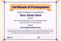 Free Certifictate Templates | Pageprodigy Design Online Pertaining To Certificate Of Participation Template Pdf