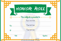 Free Editable Honor Roll Certificate Design In Green Haze For Quality Honor Roll Certificate Template