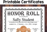 Free Editable Honor Roll Certificates For Honor Roll Certificate Template