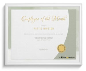 Free Employee Of The Month Certificate Templates Pertaining To Printable Employee Of The Month Certificate Template With Picture