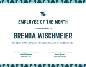 Free Employee Of The Month Certificates Templates To In Printable Employee Of The Month Certificate Template With Picture