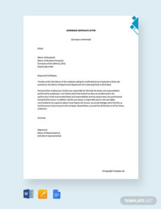Free Experience Certificate Letter Template Word | Google Inside Best Certificate Of Experience Template