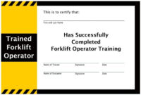 Free Forklift Certification Card Template Download Operator Pertaining To Forklift Certification Template