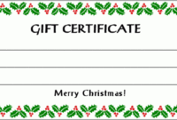 Free Gift Certificate Holiday With 30 Kb Gif Free Printable For Quality Homemade Christmas Gift Certificates Templates