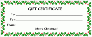 Free Gift Certificate Holiday With 30 Kb Gif Free Printable For Quality Homemade Christmas Gift Certificates Templates