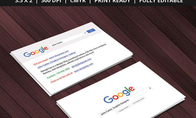 Free Google Interface Business Card Psd Template On Behance With Regard To Google Search Business Card Template