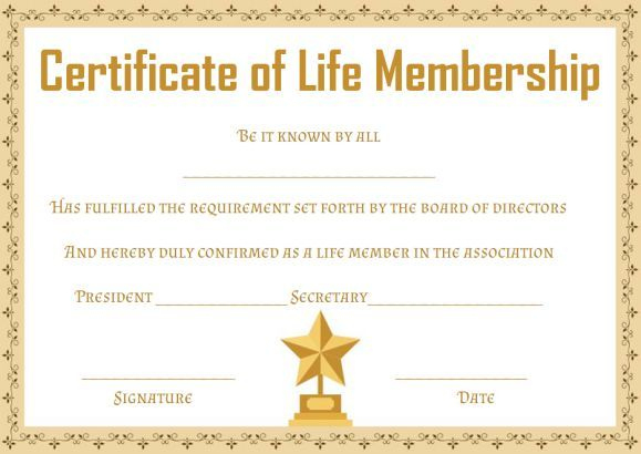 Free Life Membership Certificate Templates | Certificate Within Life Membership Certificate Templates