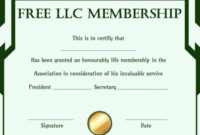 Free Llc Membership Certificate Template | Certificate In Best Llc Membership Certificate Template Word