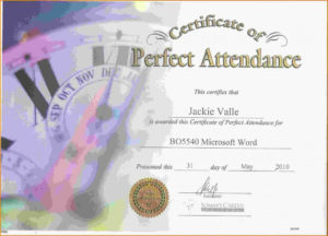 Free Perfect Attendance Certificate Template | Perfect Regarding Professional Perfect Attendance Certificate Free Template