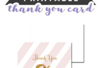 Free Printable Baby Shower Blush Pink Gold Glitter Elephant Pertaining To Thank You Card Template For Baby Shower