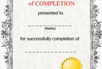 Free Printable Certificate Of Completion Template For Certificate Of Completion Template Free Printable