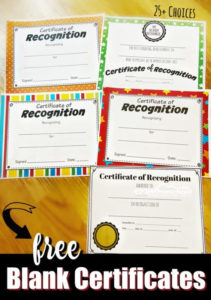 Free Printable Certificates With Printable Certificate Of Recognition Templates Free