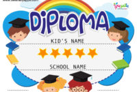 Free Printable Colorful Kids Diploma Certificate Template Throughout Best Preschool Graduation Certificate Template Free