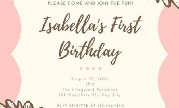 Free, Printable, Customizable 1St Birthday Invitation Intended For First Birthday Invitation Card Template