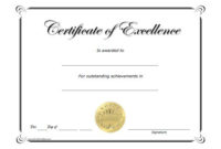 Printable Certificate Of Excellence Template Free Download ...