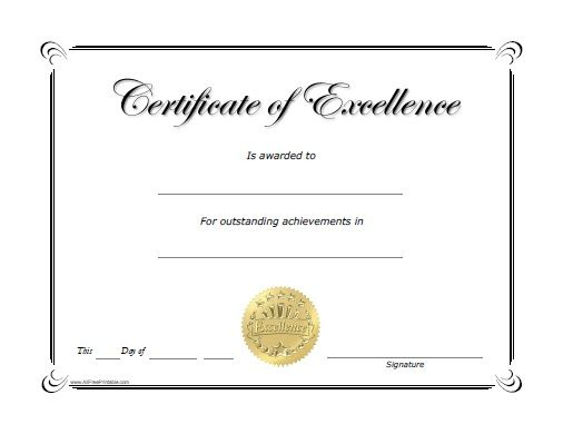 Free Printable Excellence Award Certificate | Certificate Of With 11 ...