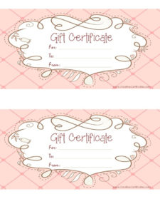 Free Printable Pink Gift Certificate With A Brown Drawing Regarding Pink Gift Certificate Template