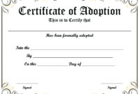 Free Printable Sample Certificate Of Adoption Template Pertaining To Quality Pet Adoption Certificate Template
