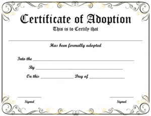 Free Printable Sample Certificate Of Adoption Template Pertaining To Quality Pet Adoption Certificate Template