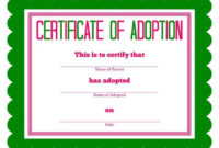 Free Printable Stuffed Animal Adoption Certificate Within Toy Adoption Certificate Template