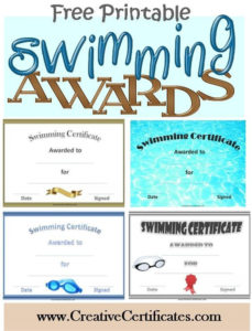 Free Printable Swimming Certificates And Awards | Swimming Regarding Free Swimming Award Certificate Template