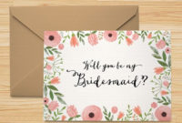 Free Printable Will You Be My Bridesmaid Card | Bridesmaid Intended For Will You Be My Bridesmaid Card Template