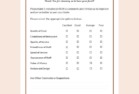 Free Restaurant Comment Card Template In 2020 | Card With Regard To Survey Card Template