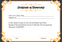 Free Sample Certificate Of Ownership Templates | Certificate With Regard To Professional Certificate Of Ownership Template