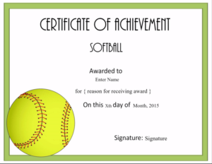 Free Softball Certificate Templates Customize Online With In Quality Free Softball Certificate Templates